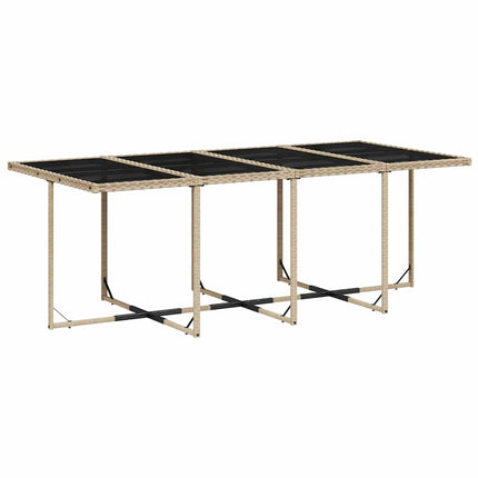 Matgrupp för trädgården med dynor 9 delar mixbeige konstrotting