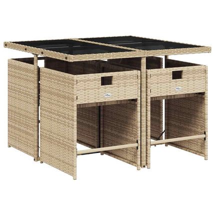 Matgrupp för trädgården med dynor 5 delar mixbeige konstrotting