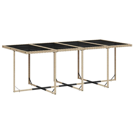 Matgrupp för trädgården med dynor 9 delar beige konstrotting