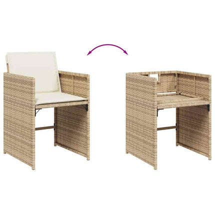 Matgrupp för trädgården med dynor 11 delar beige konstrotting