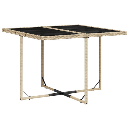 Matgrupp för trädgården med dynor 9 delar beige konstrotting