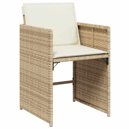 Matgrupp för trädgården med dynor 9 delar beige konstrotting