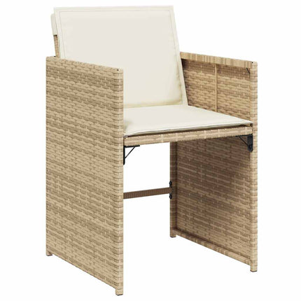 Matgrupp för trädgården med dynor 13 delar beige konstrotting