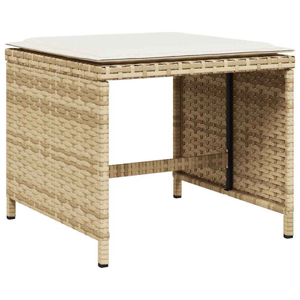 Matgrupp för trädgården med dynor 15 delar beige konstrotting