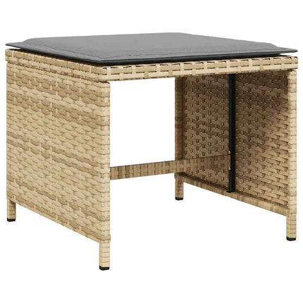 Matgrupp för trädgården m. dynor 15 delar mixbeige konstrotting