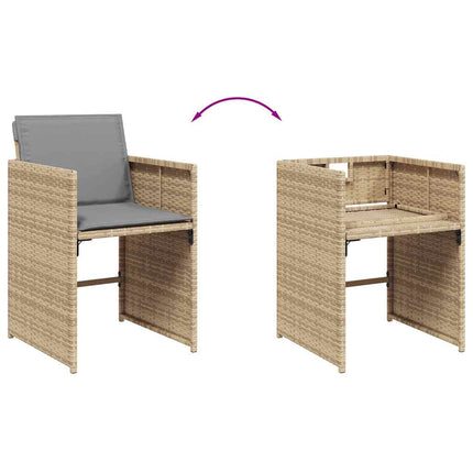 Matgrupp för trädgården m. dynor 15 delar mixbeige konstrotting