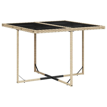 Matgrupp för trädgården med dynor 9 delar beige konstrotting