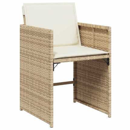 Matgrupp för trädgården med dynor 9 delar beige konstrotting