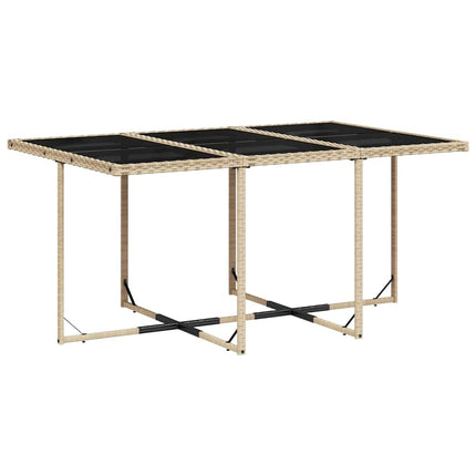 Matgrupp för trädgården med dynor 7 delar mixbeige konstrotting