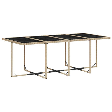 Matgrupp för trädgården med dynor 9 delar beige konstrotting