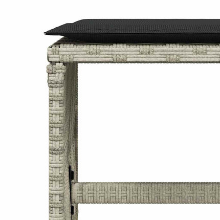 Matgrupp för trädgården med dynor 15 delar ljusgrå konstrotting