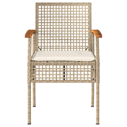 Trädgårdsstolar med dynor 2 st beige konstrotting akaciaträ