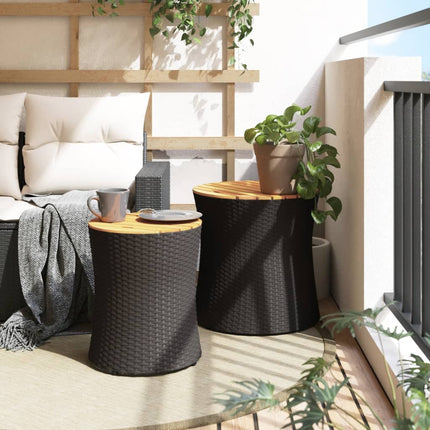 Sidobord 2 delar med träskiva svart konstrotting
