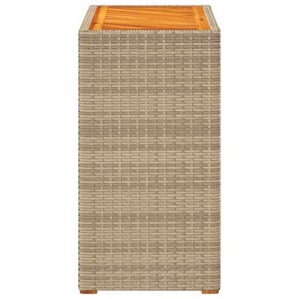 Trädgårdsbord med träskiva beige 60x40x75 cm konstrotting
