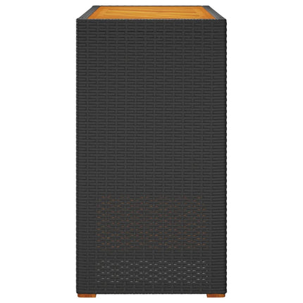 Trädgårdsbord med träskiva svart 100x40x75 cm konstrotting