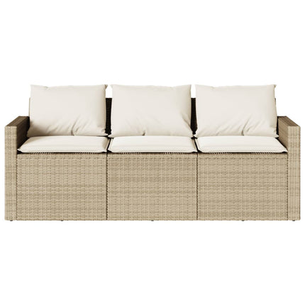 Matgrupp för trädgården med dynor 2 delar beige konstrotting