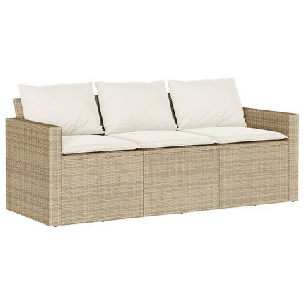 Matgrupp för trädgården med dynor 2 delar beige konstrotting