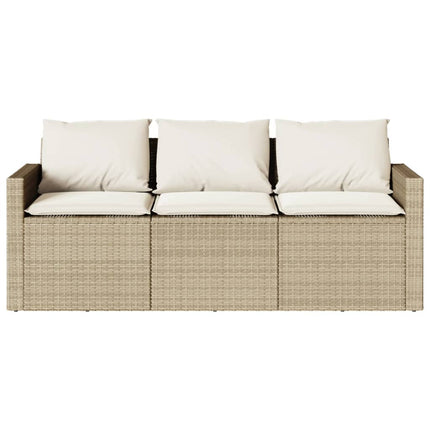 Matgrupp för trädgården med dynor 2 delar beige konstrotting
