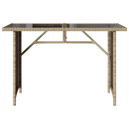 Trädgårdsbord med glasskiva beige 110x68x70 cm konstrotting