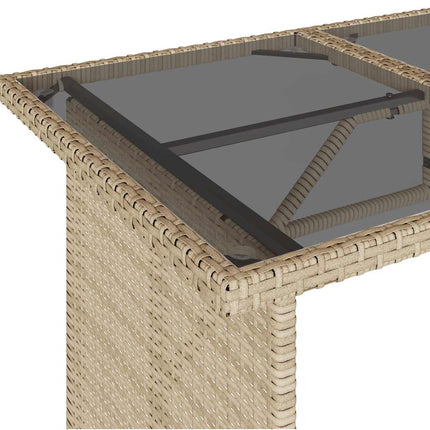 Trädgårdsbord med glasskiva beige 110x68x70 cm konstrotting