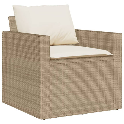 Soffgrupp för trädgård med dynor 4 delar beige konstrotting