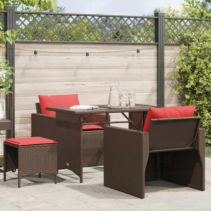 Loungegrupp för trädgården med dynor 4 delar konstrotting brun