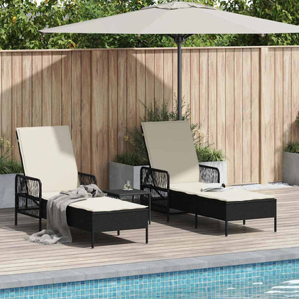 Solstol 3 pcs Svart och krämvit 55 x 200 x 92 cm konstrotting