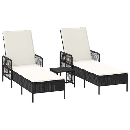 Solstol 3 pcs Svart och krämvit 55 x 200 x 92 cm konstrotting
