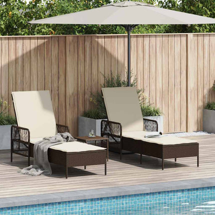 Solstol 3 pcs Brun och krämvit 200 x 55 x 92 cm konstrotting