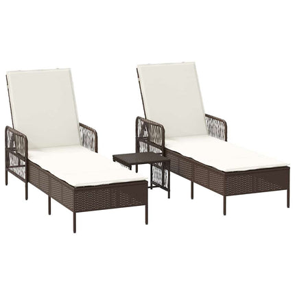 Solstol 3 pcs Brun och krämvit 200 x 55 x 92 cm konstrotting