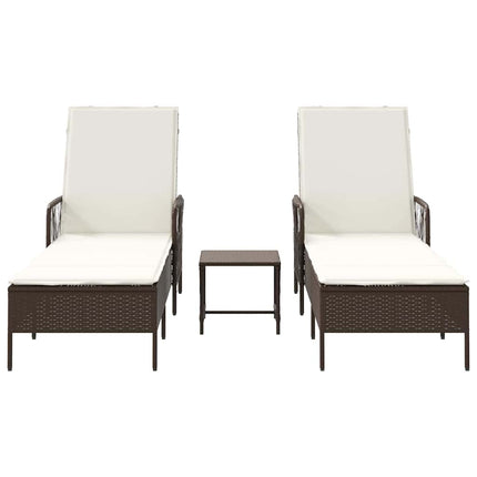 Solstol 3 pcs Brun och krämvit 200 x 55 x 92 cm konstrotting
