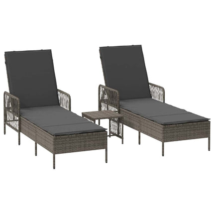 Solstol 3 pcs Grå och mörkgrå 55 x 200 x 92 cm konstrotting