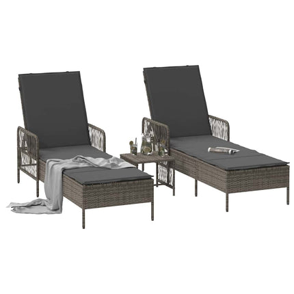 Solstol 3 pcs Grå och mörkgrå 55 x 200 x 92 cm konstrotting
