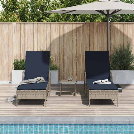 Solstol 3 pcs Grå och Marinblå 200 x 55 x 92 cm konstrotting