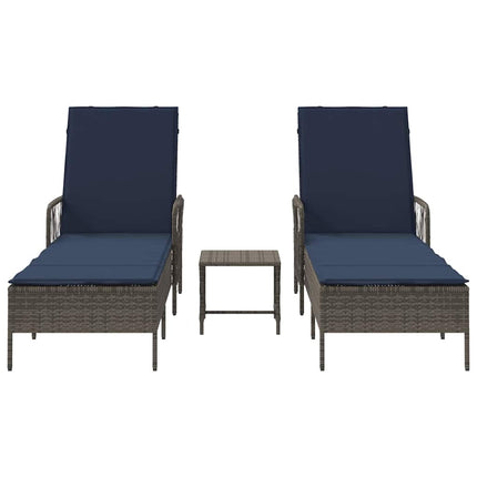 Solstol 3 pcs Grå och Marinblå 200 x 55 x 92 cm konstrotting