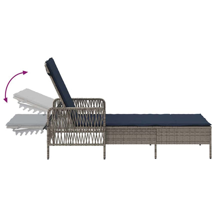 Solstol 3 pcs Grå och Marinblå 200 x 55 x 92 cm konstrotting