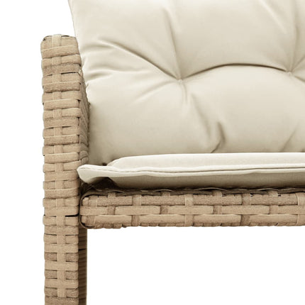 Trädgårdssoffa med bord och dynor L-formad beige konstrotting