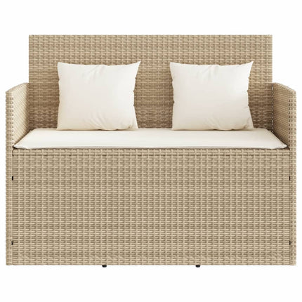 Trädgårdsbänk med kuddar beige konstrotting