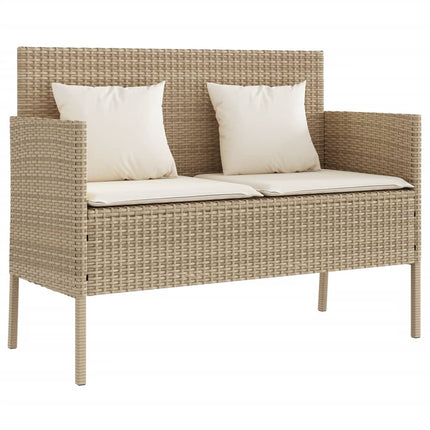 Trädgårdsbänk med kuddar beige konstrotting