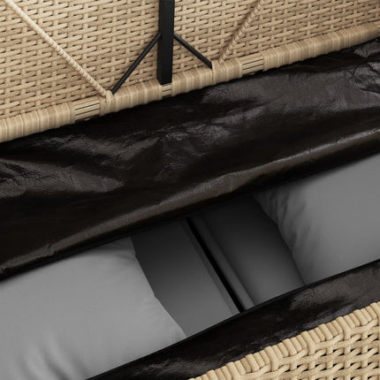 Trädgårdsbänk med kuddar beige konstrotting