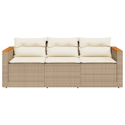 Trädgårdssoffa 3-sits med dynor konstrotting beige