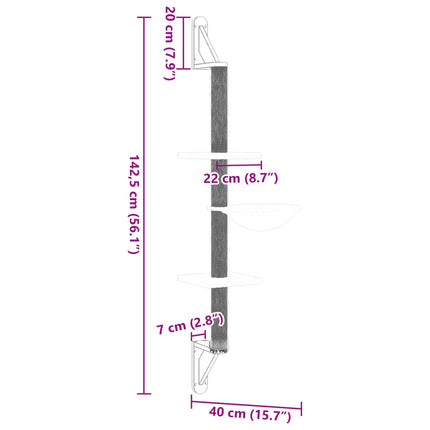 Väggmonterat klösträd med klöspelare gräddvit 142,5 cm