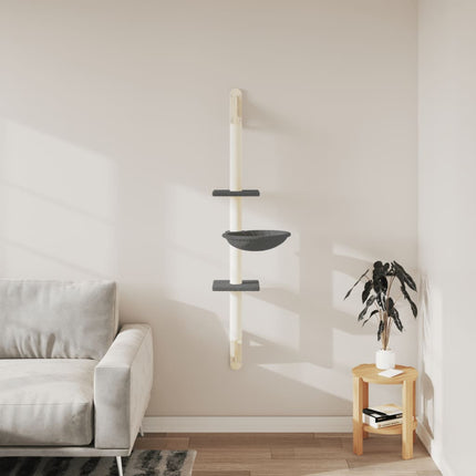 Väggmonterat klösträd med klöspelare mörkgrå 142,5 cm