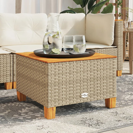 Trädgårdsbord beige 55x55x36 cm konstrotting akaciaträ