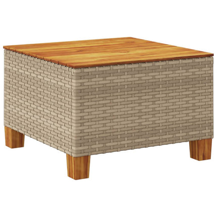 Trädgårdsbord beige 55x55x36 cm konstrotting akaciaträ