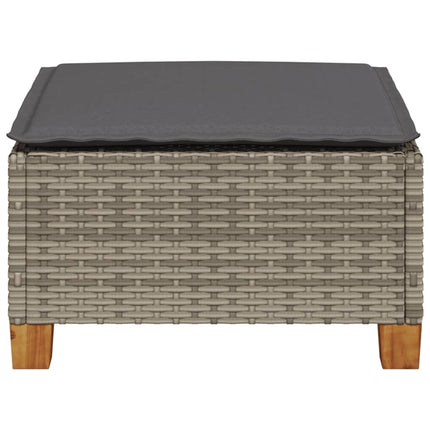 Trädgårdspall med dyna grå 63,5x56x32 cm konstrotting
