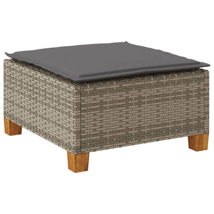 Trädgårdspall med dyna grå 63,5x56x32 cm konstrotting