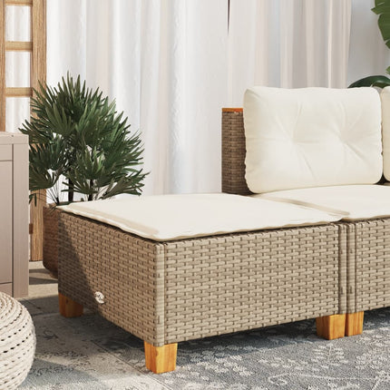 Trädgårdspall med dyna beige 63,5x56x32 cm konstrotting