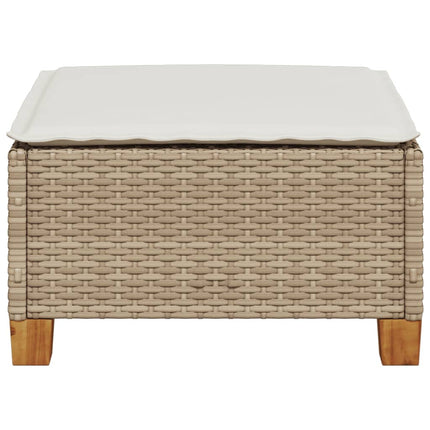 Trädgårdspall med dyna beige 63,5x56x32 cm konstrotting