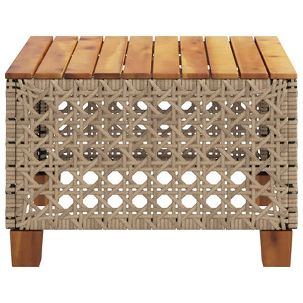 Trädgårdsbord beige 55x55x36 cm konstrotting akaciaträ